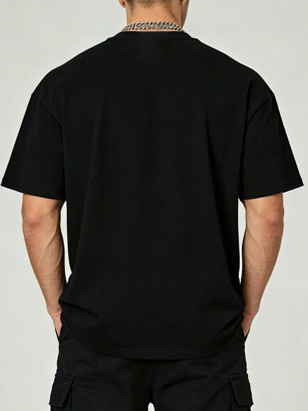 Black Casual Men's Lion Cross Print T-shirt